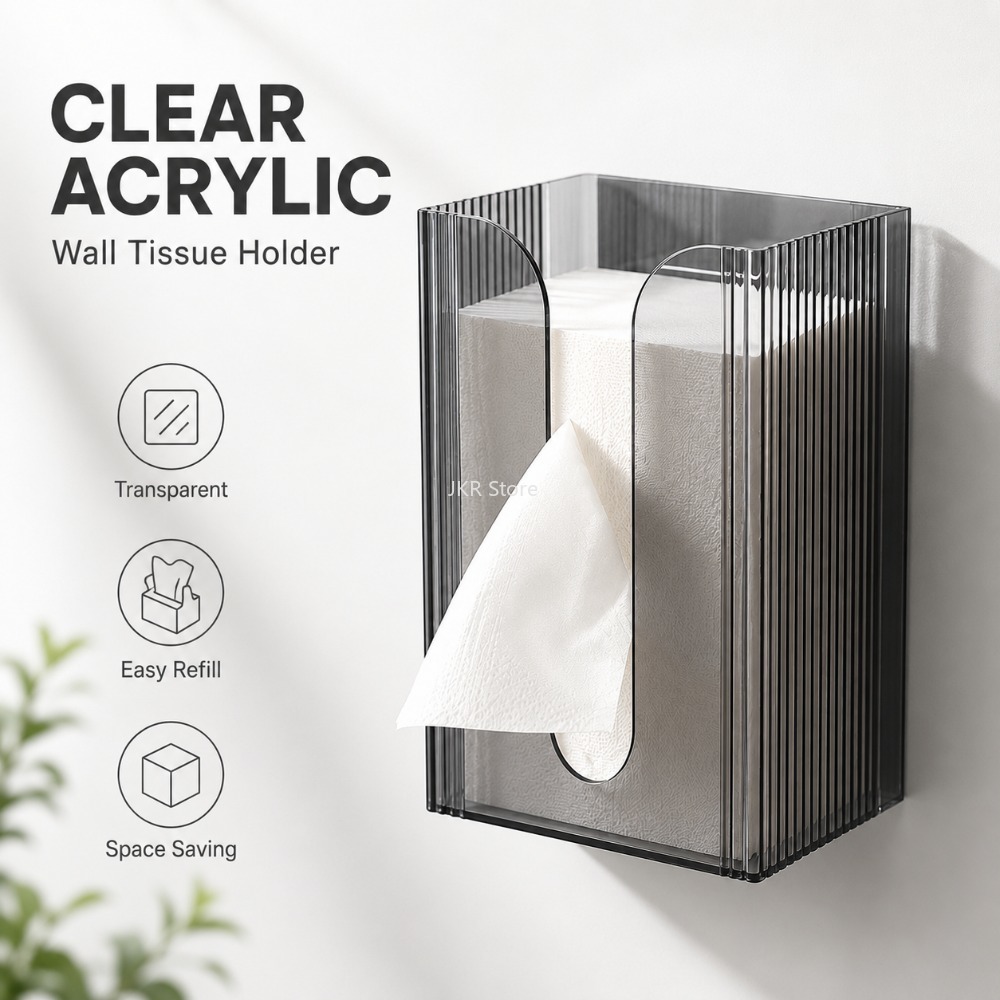 Home Bathroom Paper Towel Dispenser - Transparent Acrylic Tissue Box Holder 1/2Pcs