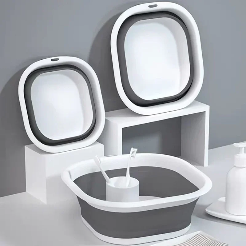 Home Bathroom Tub - Plastic Folding Wash Basin, Portable Laundry