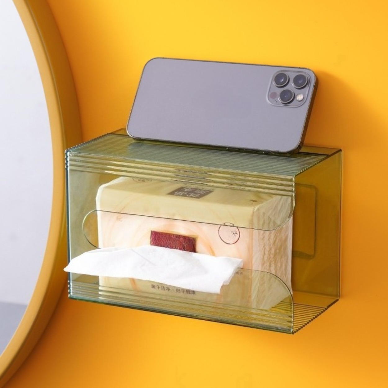 Home Bathroom Paper Towel Dispenser - Wall Mounted Acrylic Tissue Box Transparent