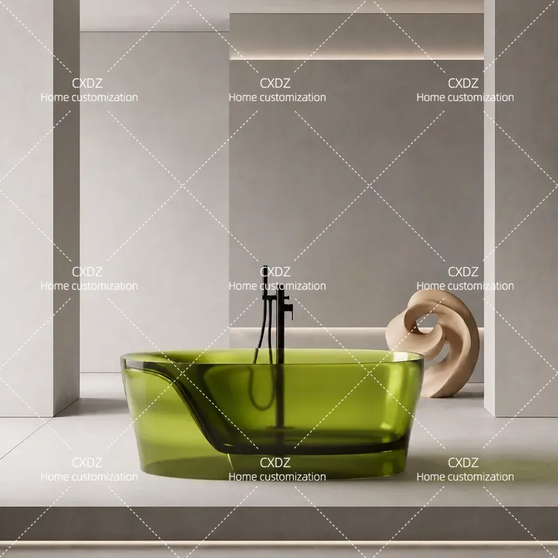 Home Bathroom Tub - Transparent Freestanding Resin Bathtub Luxury Private