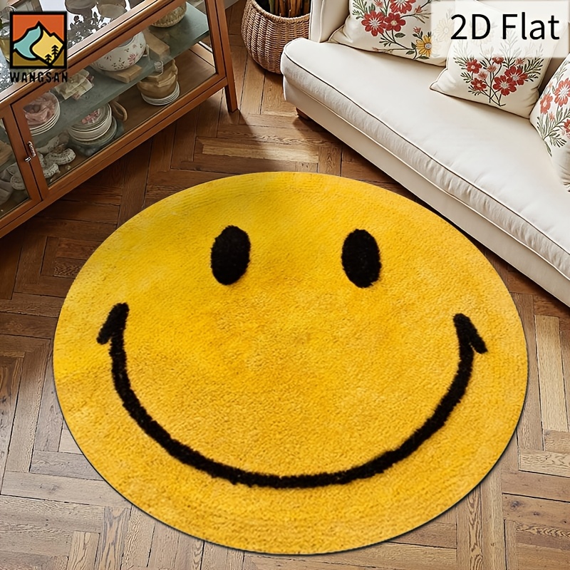 2D Round Flannel Rug Smiley Fa - огляд і ціна Home Bathroom Rugs