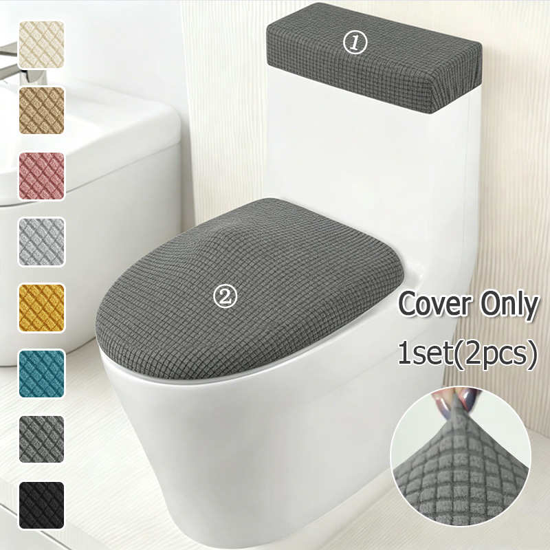 2pcs/set Stretch Toilet Lid Co - огляд і ціна Home Bathroom With Two Toilets