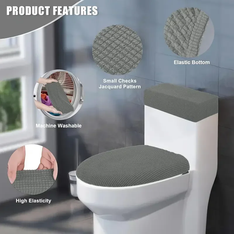 2pcs/set Stretch Toilet Lid Co - огляд і ціна Home Bathroom With Two Toilets