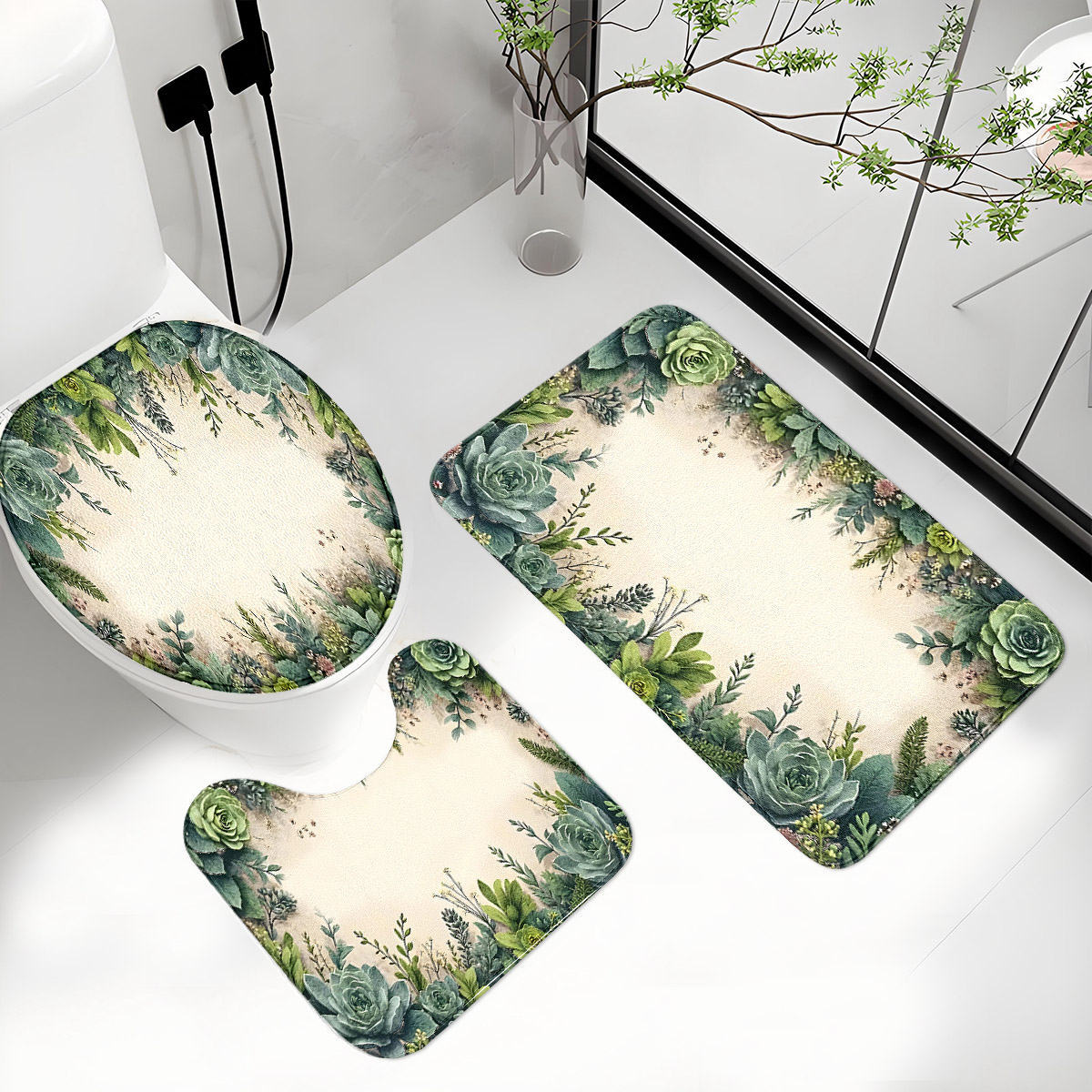 Retro Succulent Bathroom Three - огляд і ціна Zara Home Bathroom Rug