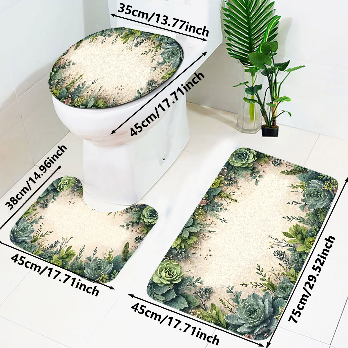 Retro Succulent Bathroom Three - огляд і ціна Zara Home Bathroom Rug