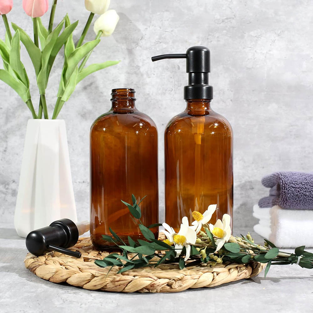 Amber Glass Soap Dispenser, 2  - огляд і ціна Soap Dispenser Pump