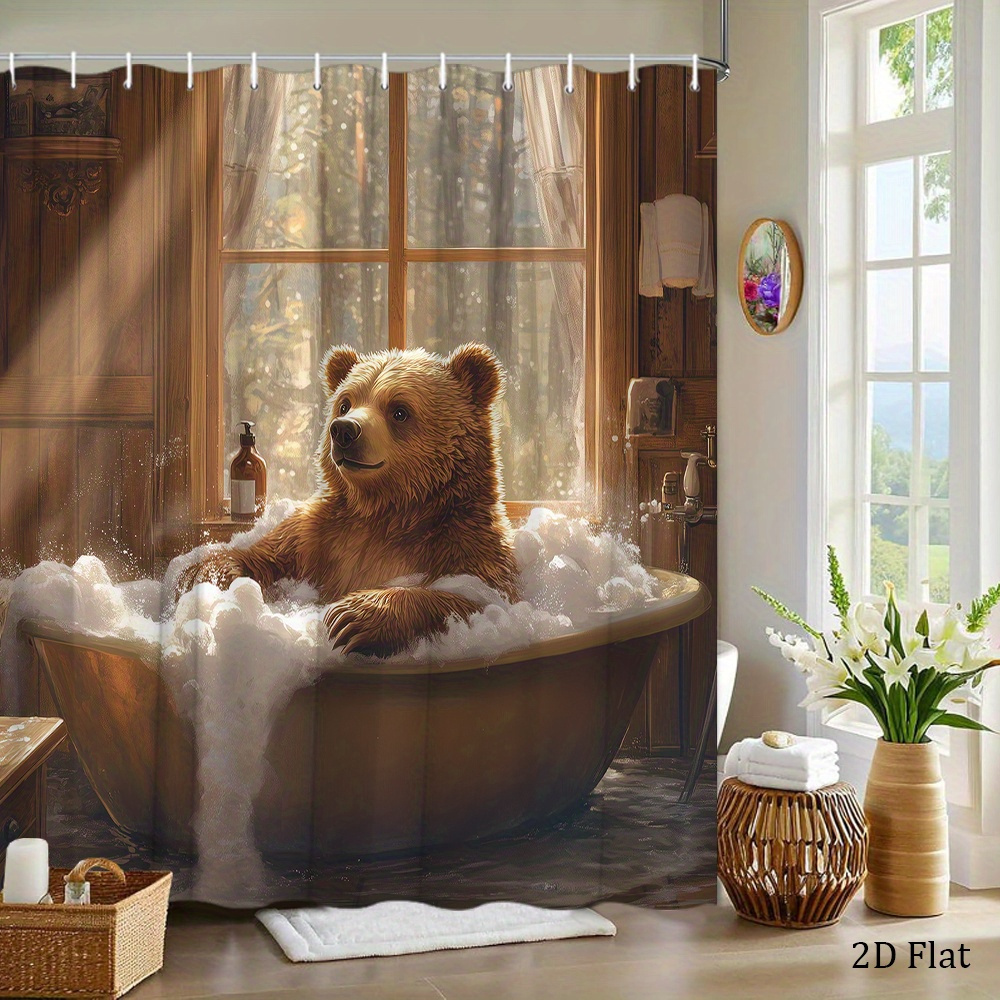 Bear Shower Curtain Featuring  - огляд і ціна Home Bathroom Tub