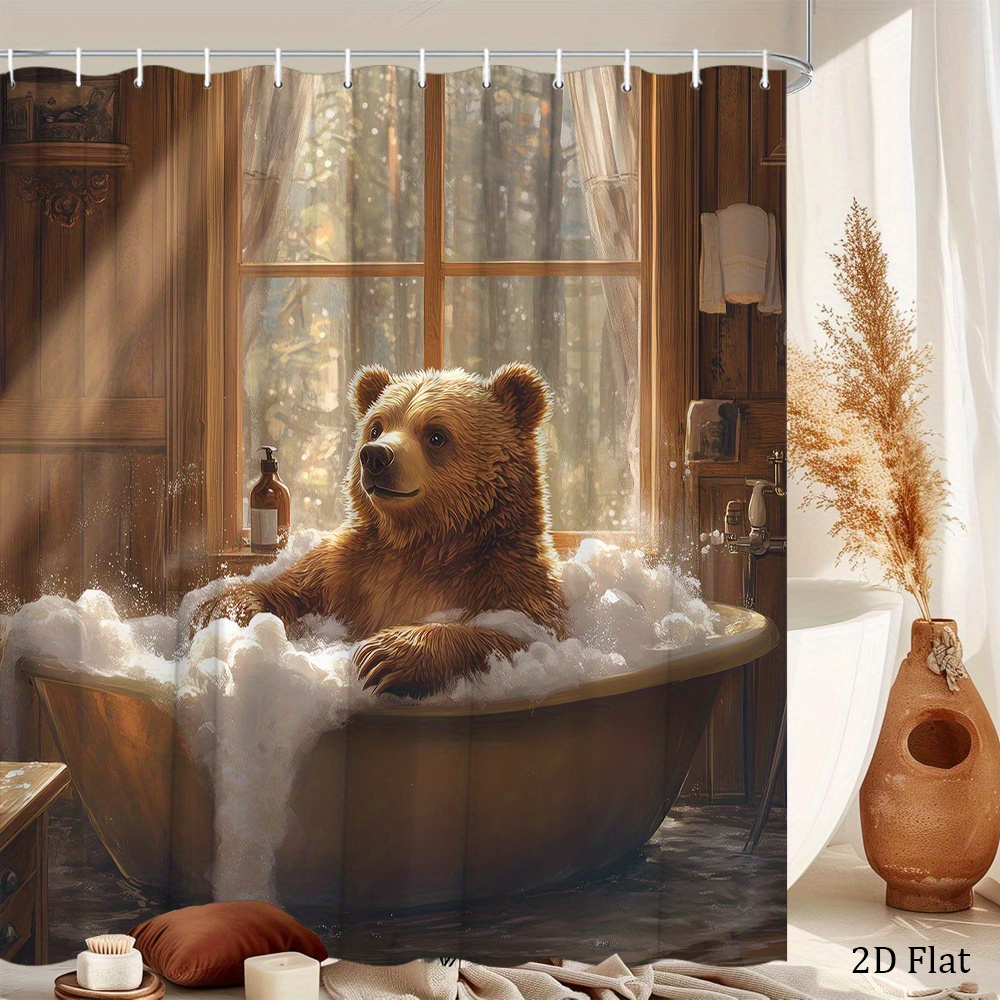 Bear Shower Curtain Featuring  - огляд і ціна Home Bathroom Tub