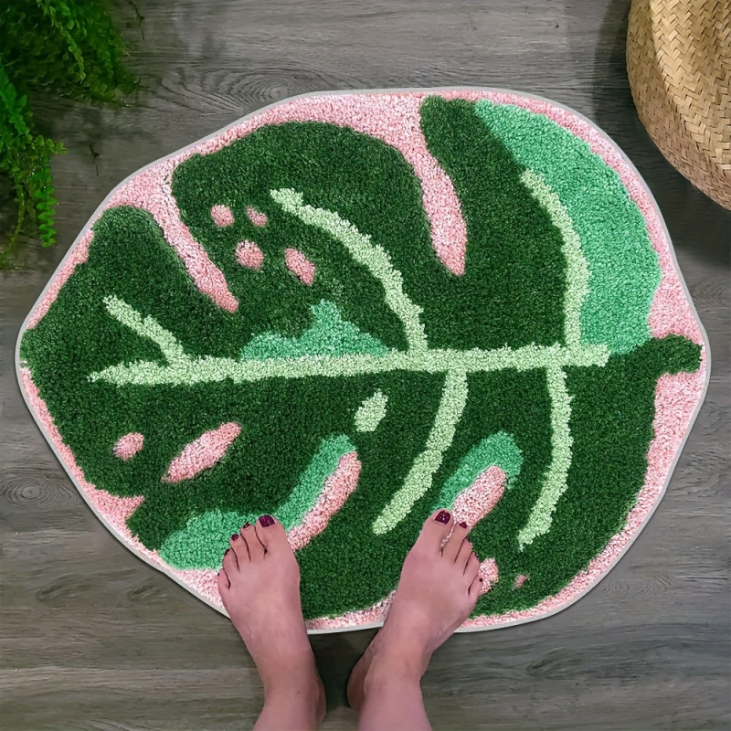 VIKAMA Pink Tropical Leaf Plus - огляд і ціна Zara Home Bathroom Rug
