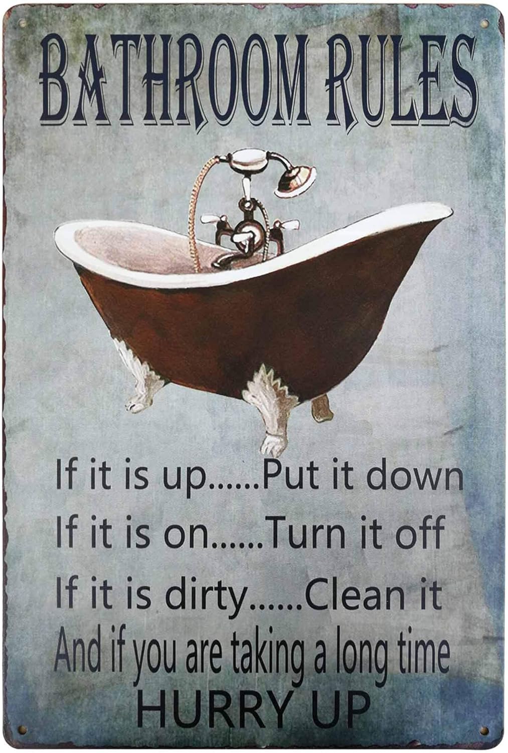 PXIYOU Rustic Bathroom Rules T - огляд і ціна Home Bathroom Tub