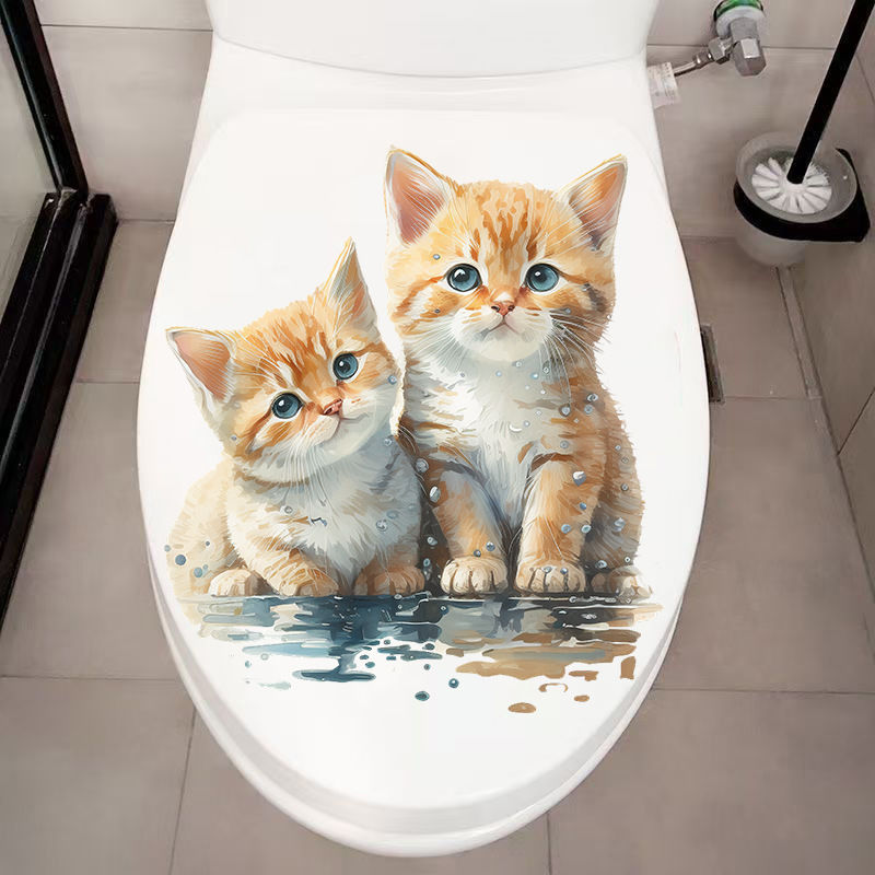 Two Cute Cats Wall Sticker Bat - огляд і ціна Home Bathroom With Two Toilets