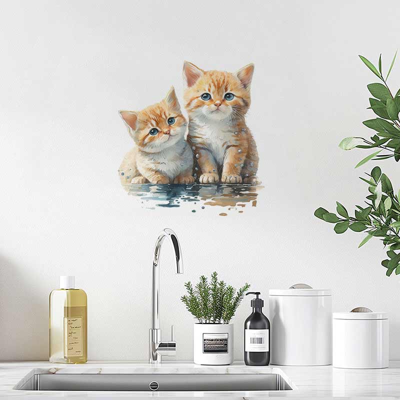 Two Cute Cats Wall Sticker Bat - огляд і ціна Home Bathroom With Two Toilets